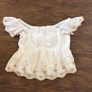 Japna Cream and Tan Floral Blouse